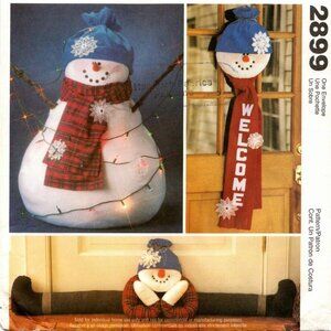 Mccalls Crafts Pattern 2899 Snowman Doll, Door Hanging, Snowman Draft Dodger